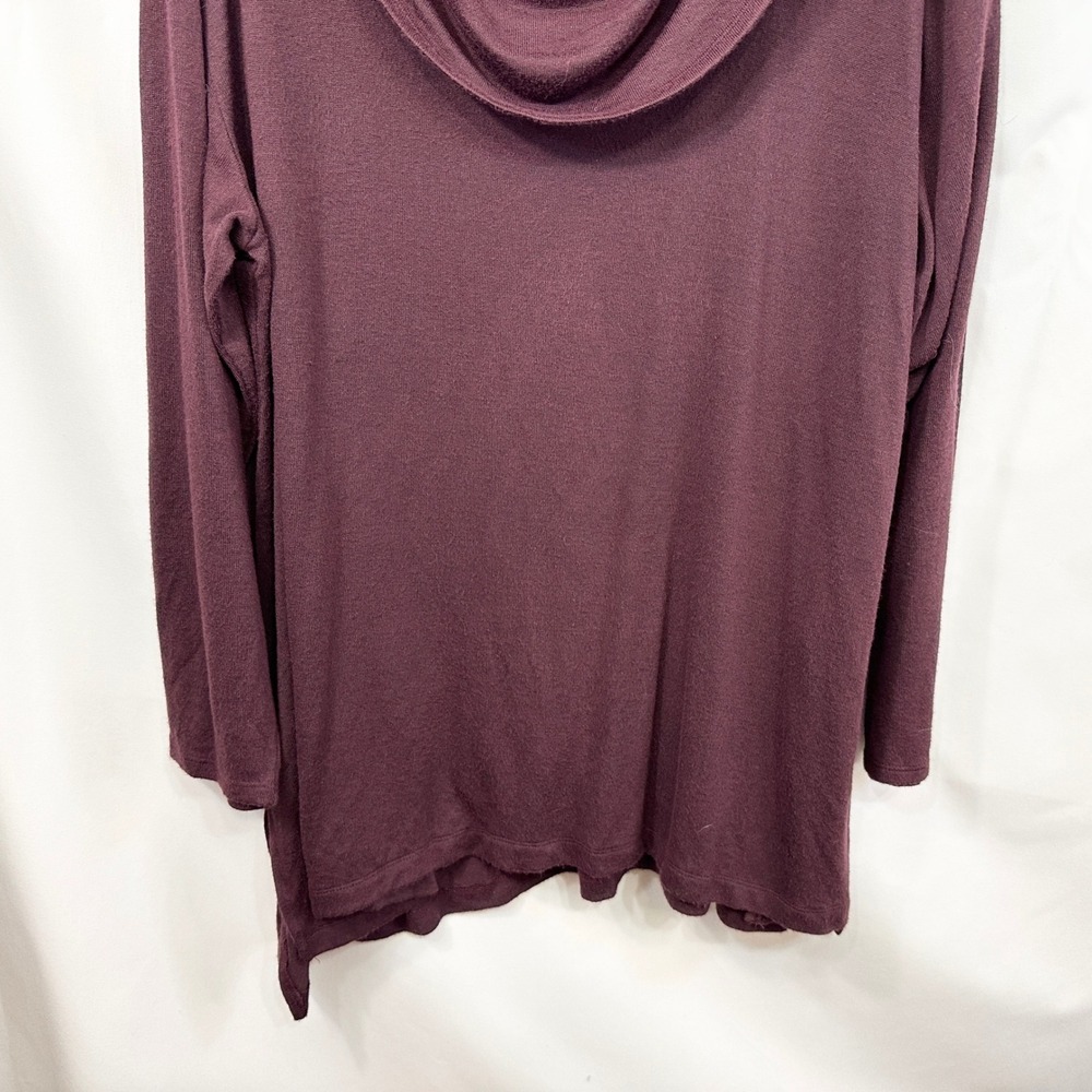 Lane Bryant Plus Size 22/24 Top Cowl Neck Tunic Maroon Long Sleeve Solid 681 - Picture 4 of 9